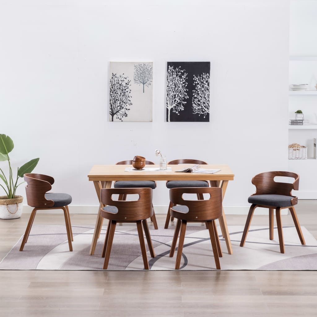 Sedie da Pranzo 6 pz Grigio Scuro in Legno Piegato e Tessuto vidaXL