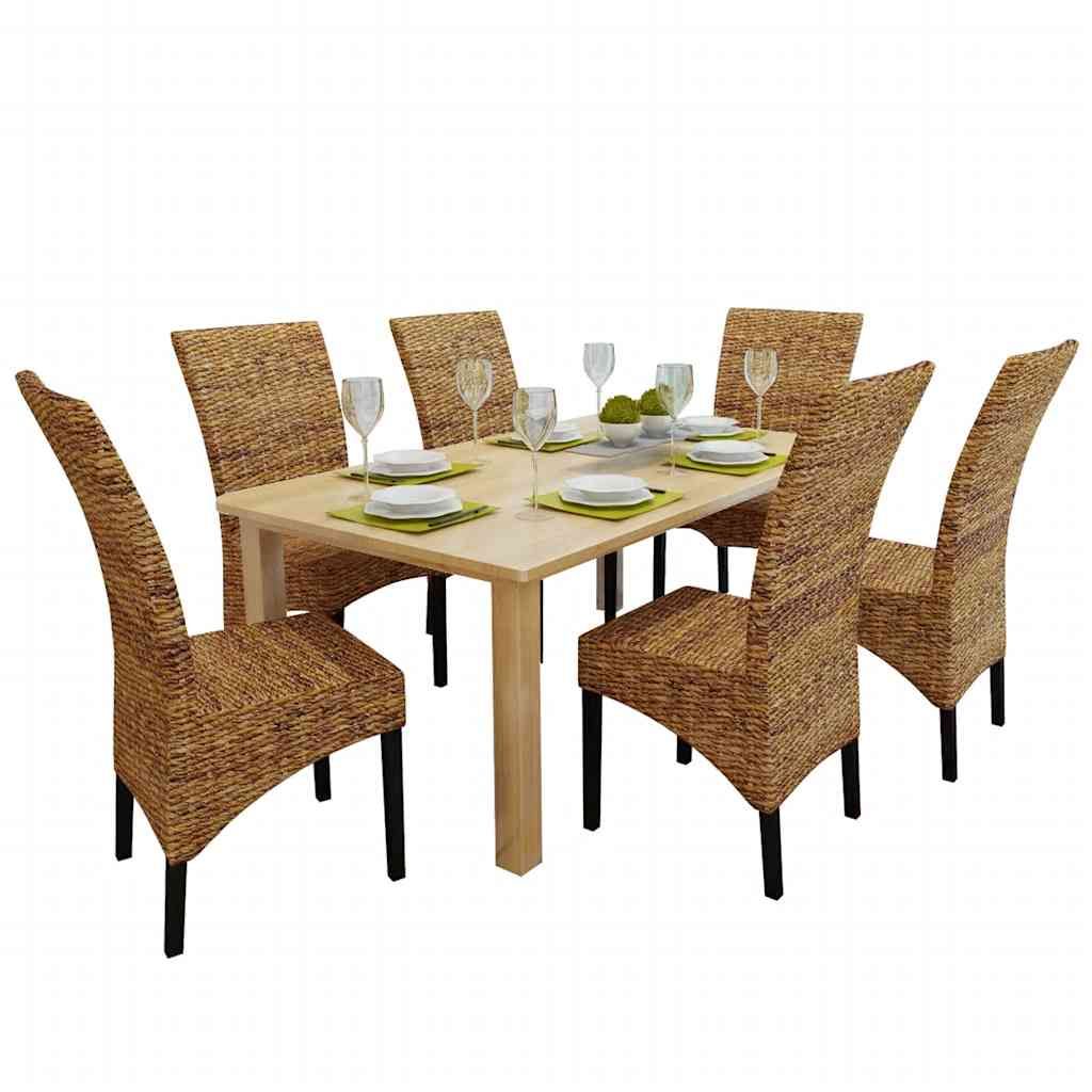 Sedie da Pranzo 6 pz in Abaca e Legno Massello di Mango vidaXL