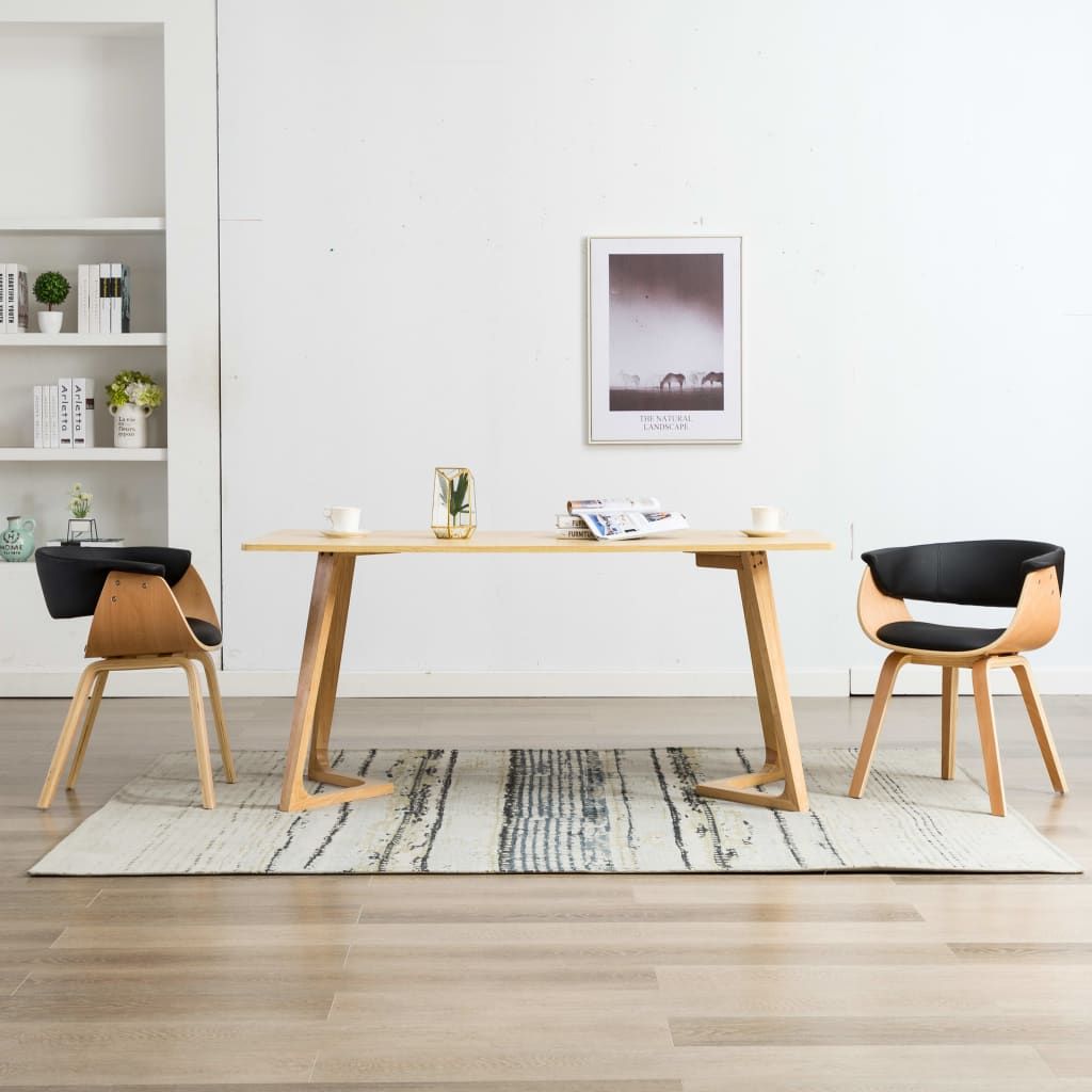 Sedie da Pranzo 2 pz Nere in Legno Curvato e Similpelle vidaXL