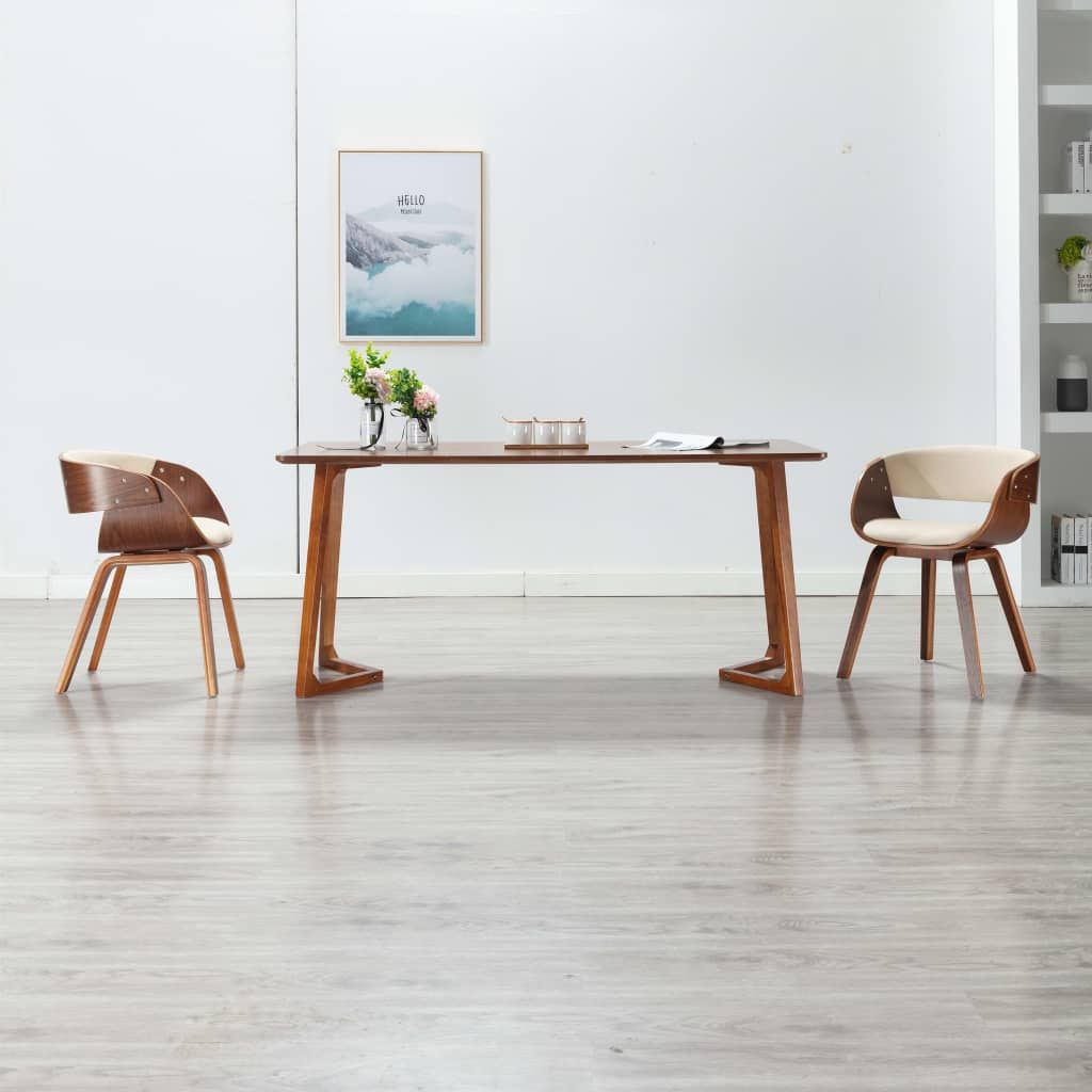 Sedie da Pranzo 2 pz in Legno Curvato e Similpelle Crema vidaXL