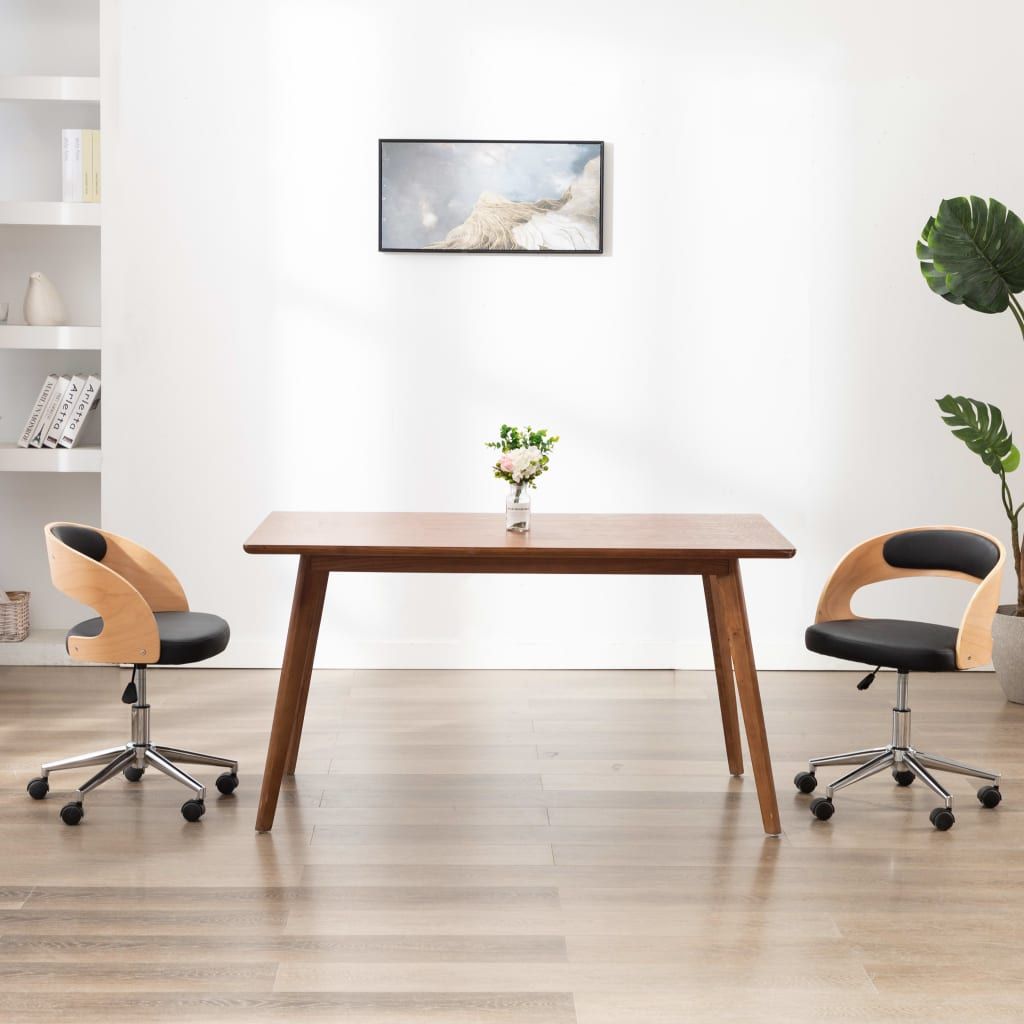 Sedie da Pranzo Girevoli 2 pz Nere in Legno Curvo e Similpelle vidaXL