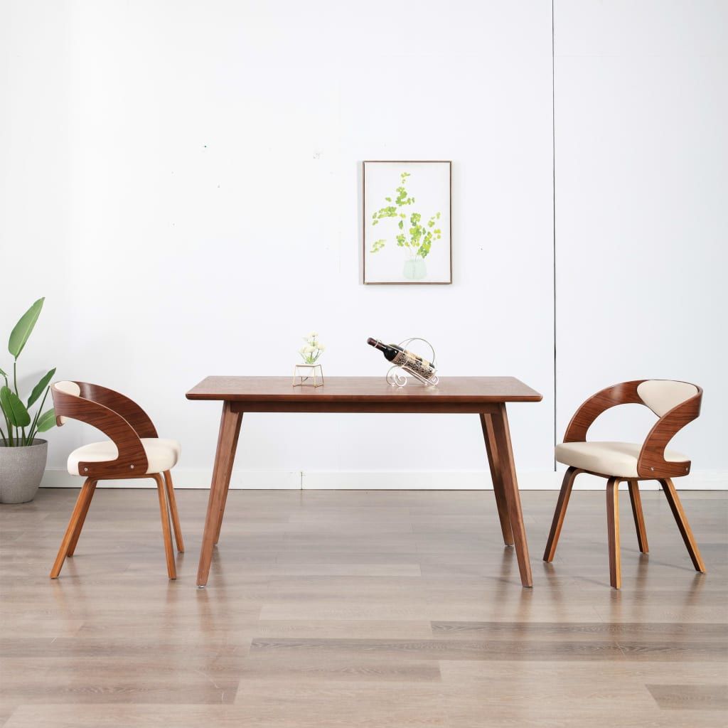 Sedie da Pranzo 2 pz in Legno Curvato e Similpelle Crema vidaXL