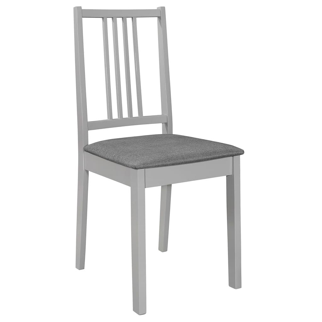 Sedie da Pranzo con Cuscini 4 pz Grigie in Legno Massello vidaXL