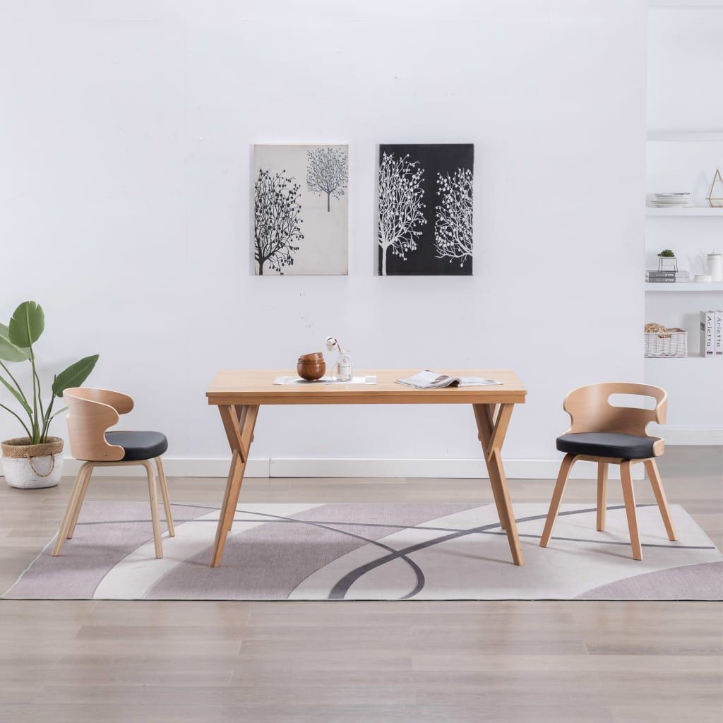 Sedie da Pranzo 2 pz Nere in Legno Curvato e Similpelle vidaXL