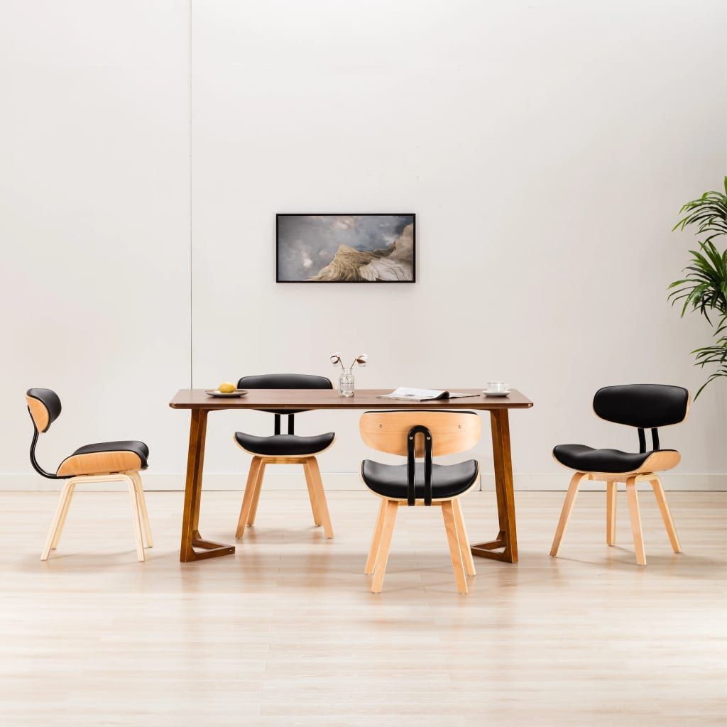 Sedie da Pranzo 4 pz Nere in Legno Piegato e Similpelle vidaXL