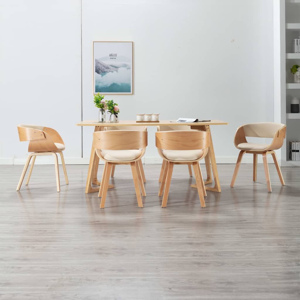 Sedie da Pranzo 6 pz Crema in Legno Piegato e Similpelle vidaXL