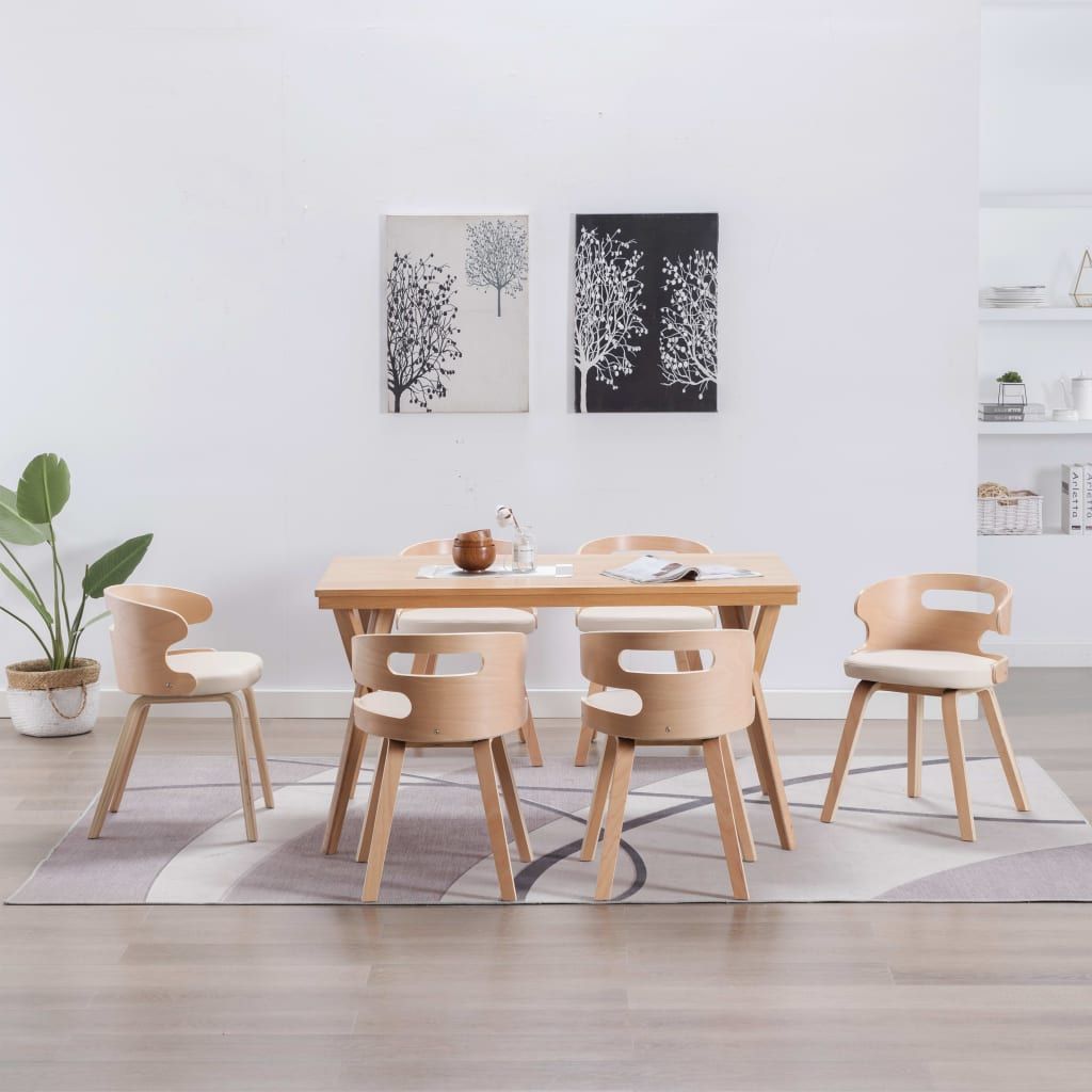 Sedie da Pranzo 6 pz Crema in Legno Piegato e Similpelle vidaXL