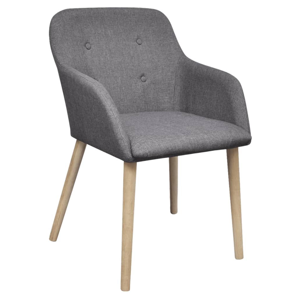 Sedie da Pranzo 4 pz Grigio Chiaro Tessuto e Massello Rovere vidaXL