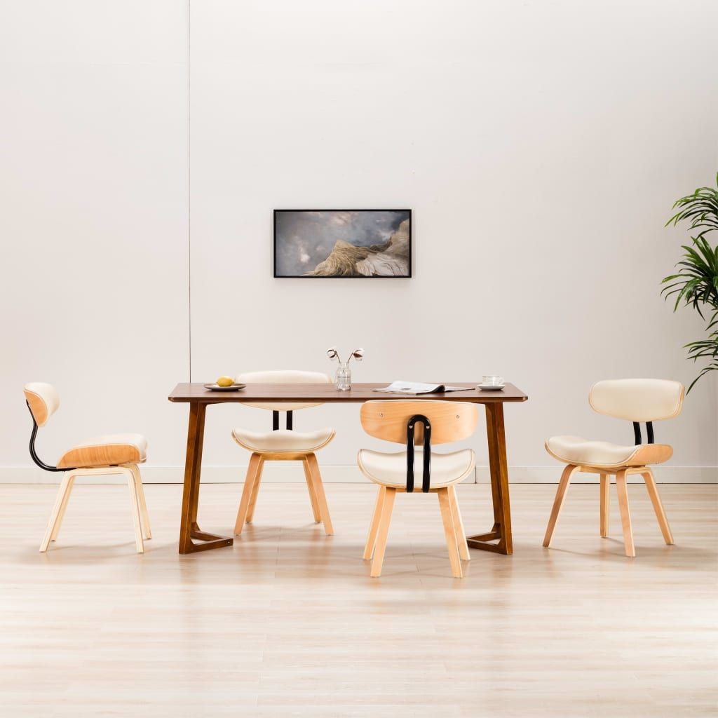 Sedie da Pranzo 4 pz Crema in Legno Piegato e Similpelle vidaXL
