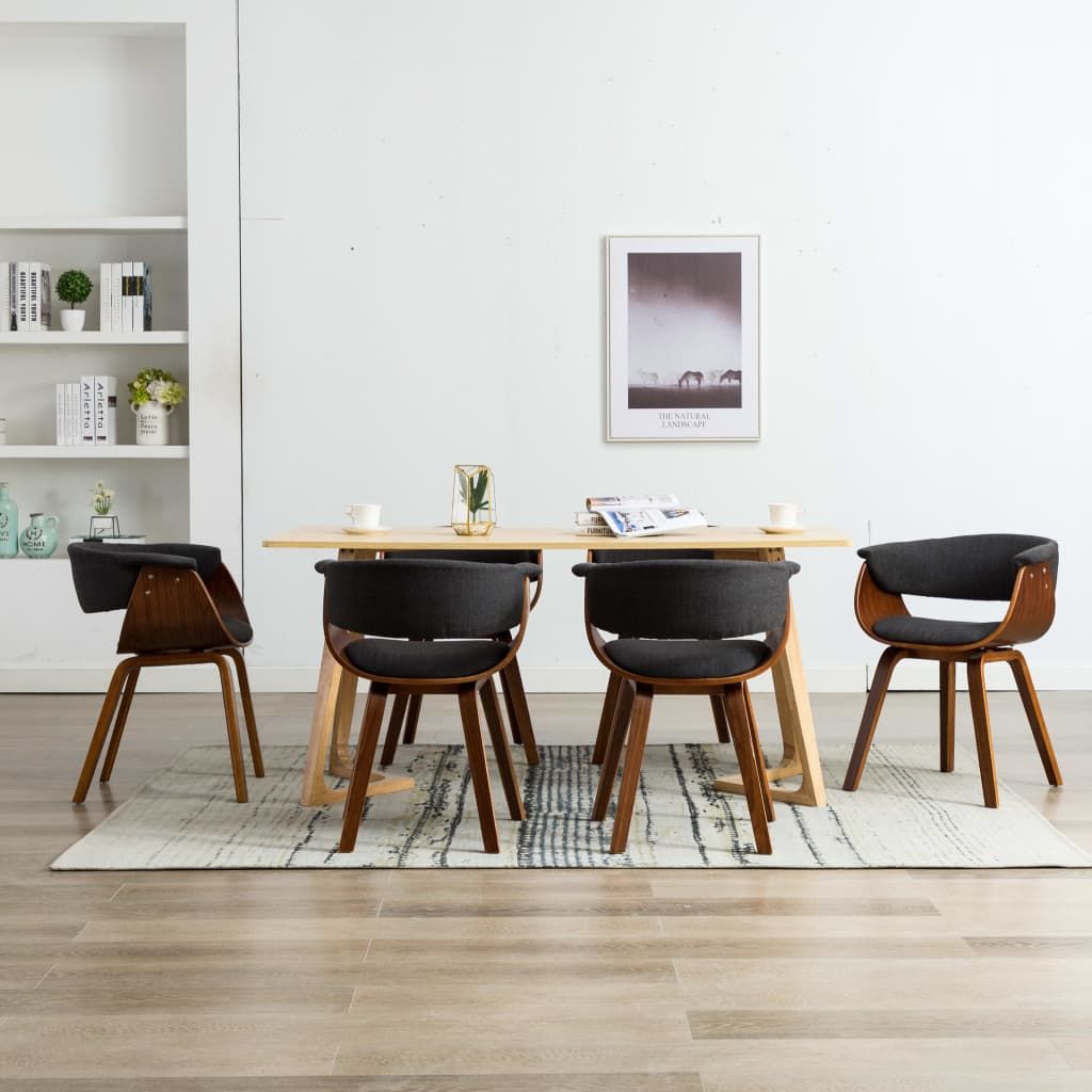 Sedie da Pranzo 6 pz Legno Curvato e Tessuto Grigio vidaXL
