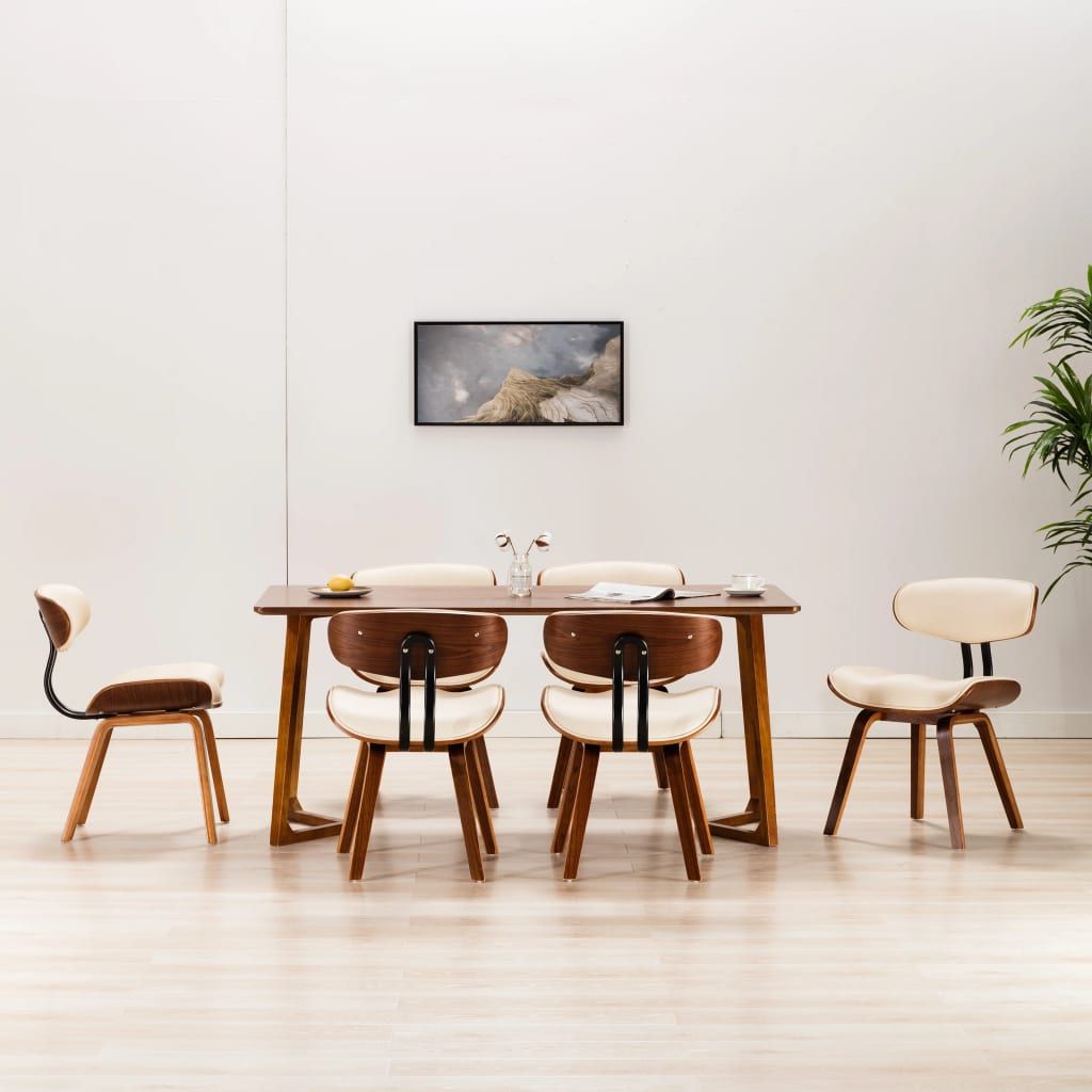 Sedie da Pranzo 6 pz Crema in Legno Piegato e Similpelle vidaXL