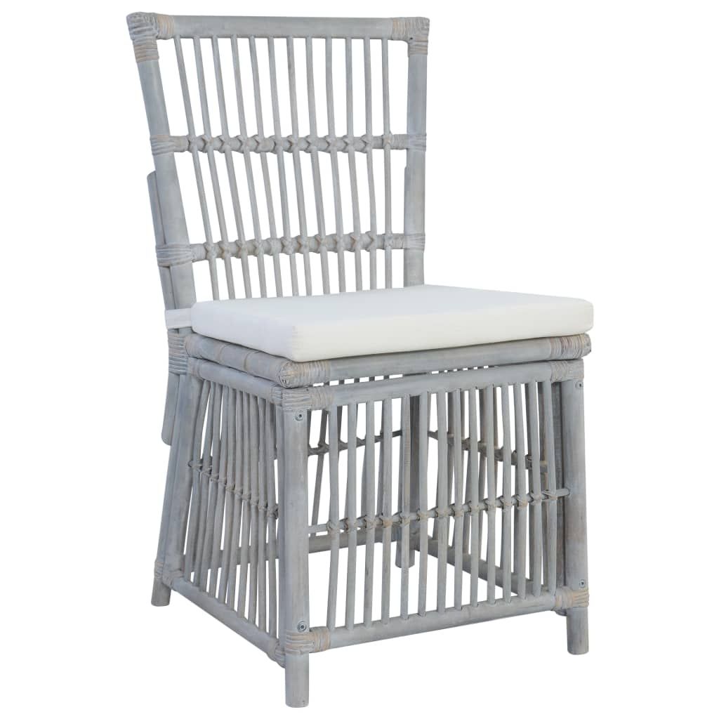 Sedie da Pranzo con Cuscini 2 pz Grigie in Rattan Naturale vidaXL