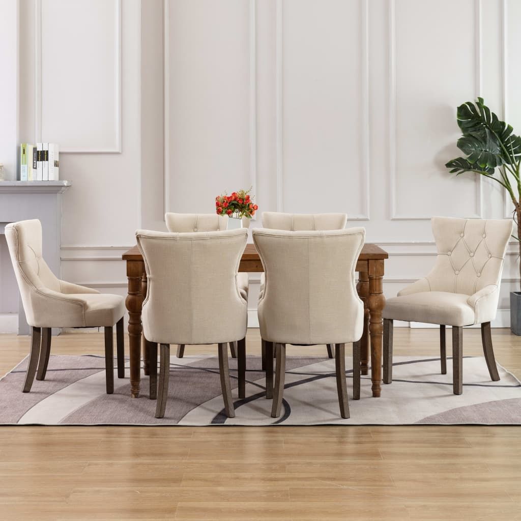 Sedie da Pranzo 6 pz Beige in Tessuto vidaXL