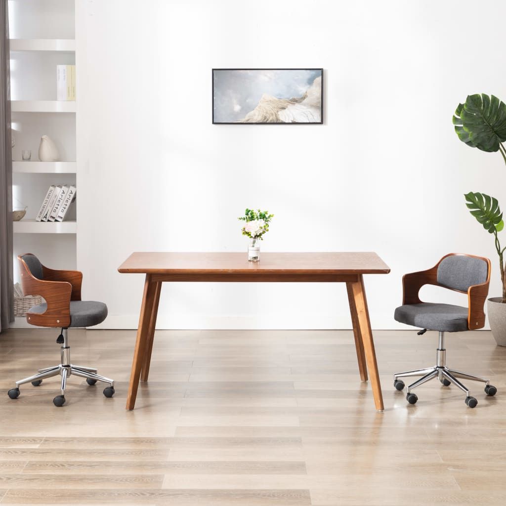 Sedie da Pranzo Girevoli 2 pz Grigie in Legno Curvo e Tessuto vidaXL