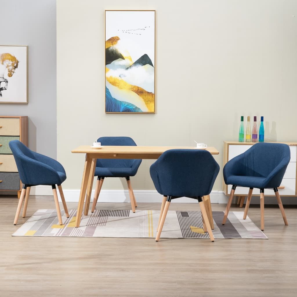 Sedie da Pranzo 4 pz Blu in Tessuto vidaXL