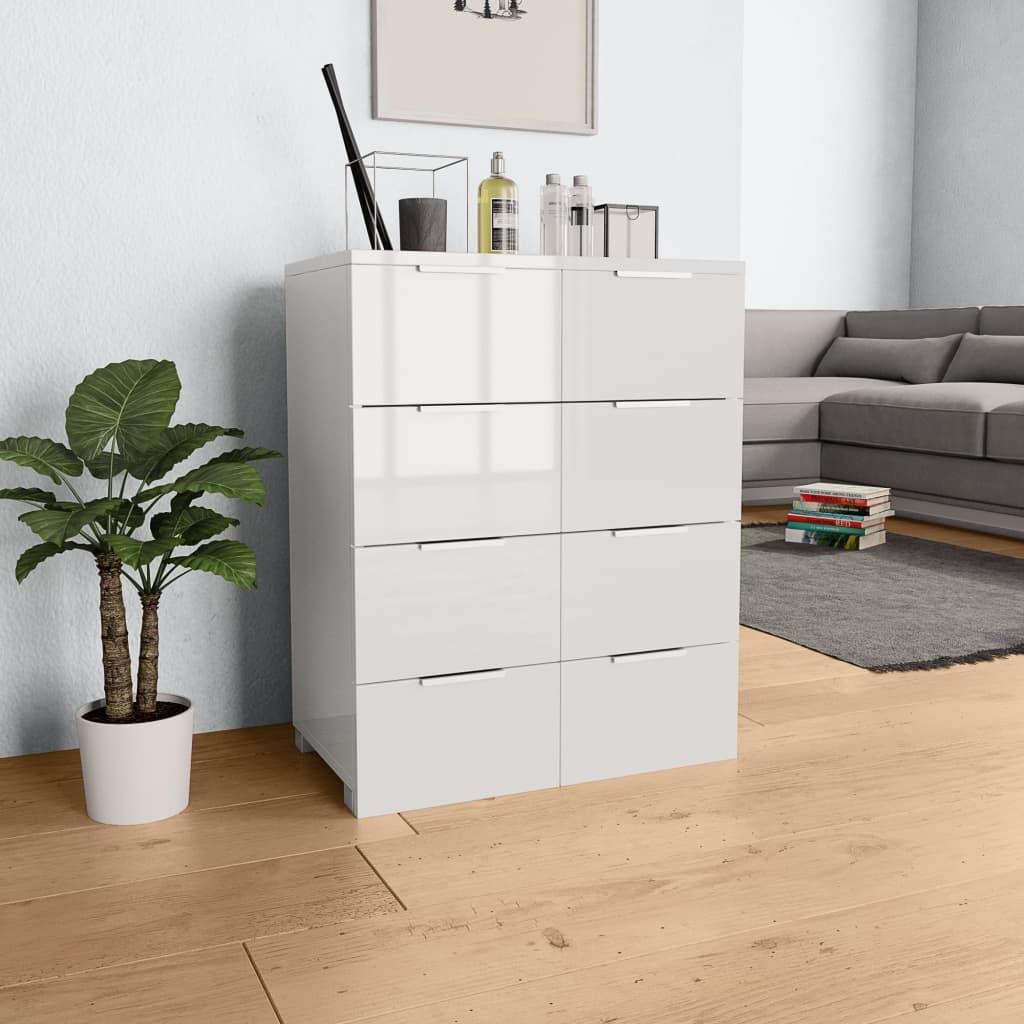 Credenza Bianco Lucido 60x35x80 cm in Legno Multistrato vidaXL