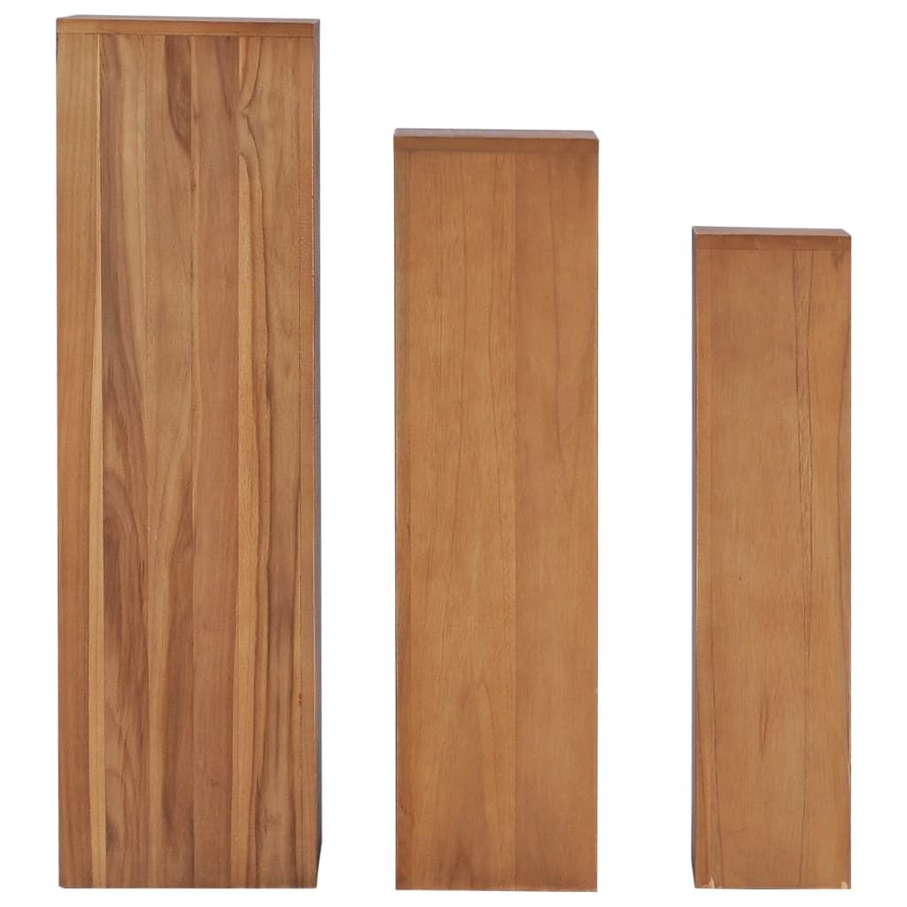 Set di Piedistalli per Piante 3 pz in Legno Massello di Teak vidaXL