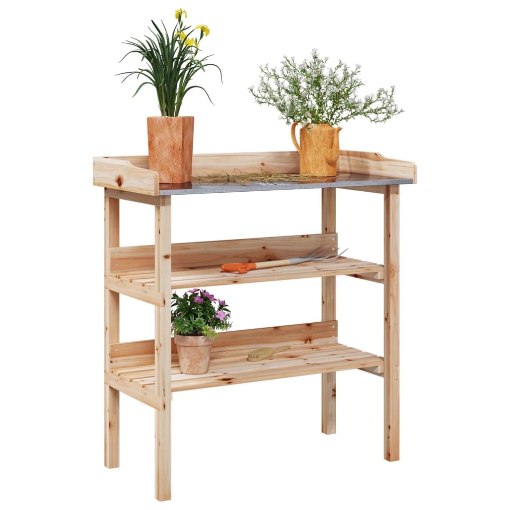 Tavolo Piante con Ripiani 78x38x,82,5cm Legno Massello Abete vidaXL