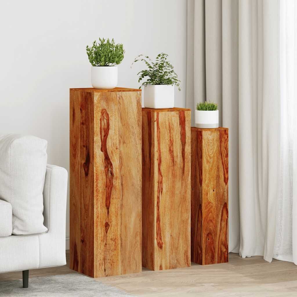 Supporti per Piante 3 pz in Massello di Acacia Marrone vidaXL