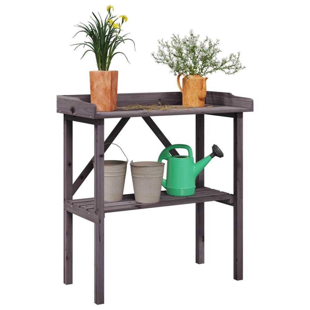 Tavolo Piante Ripiano Grigio 78x38x,82,5cm Legno Massello Abete vidaXL