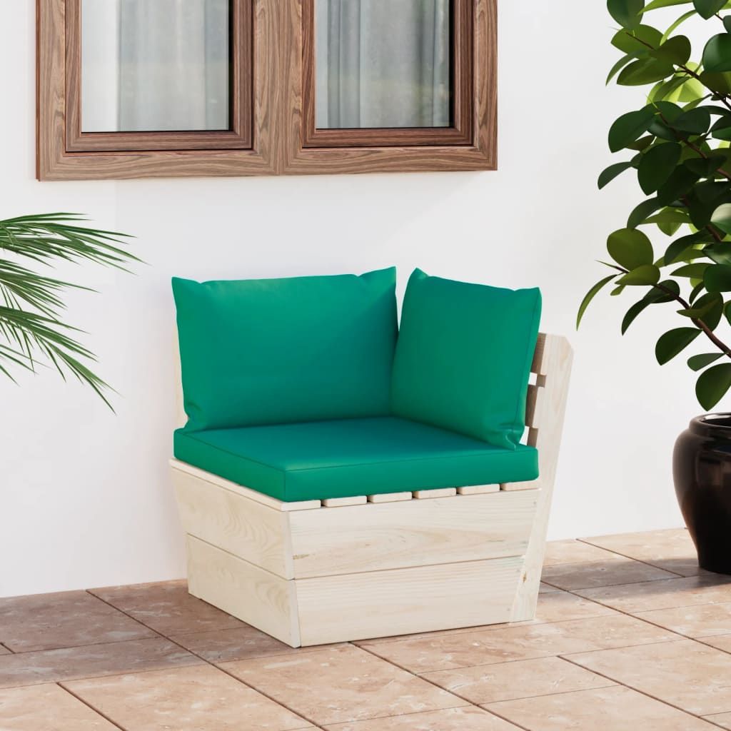 Divano Angolare da Giardino su Pallet e Cuscini Legno di Abete vidaXL