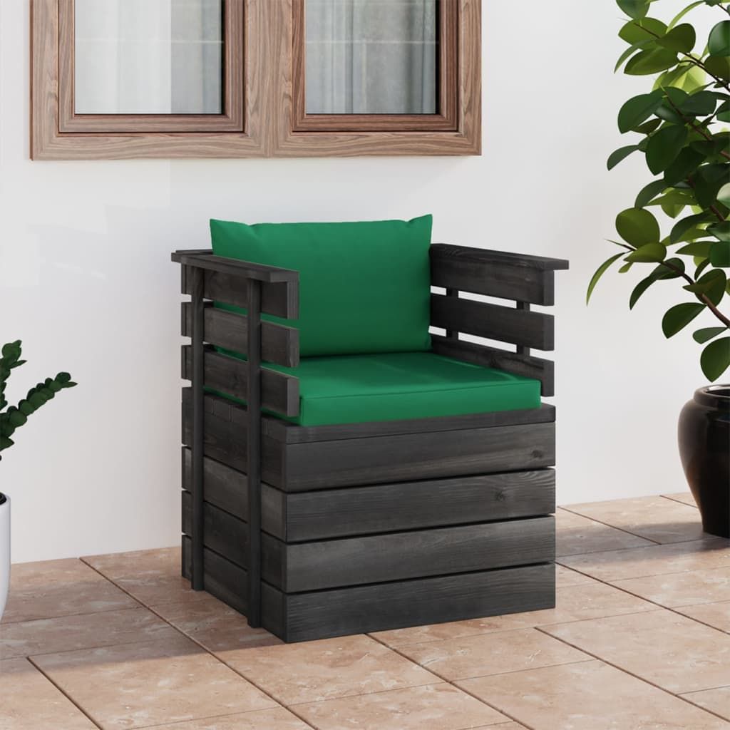 Poltrona da Giardino con Cuscini in Legno di Pino vidaXL