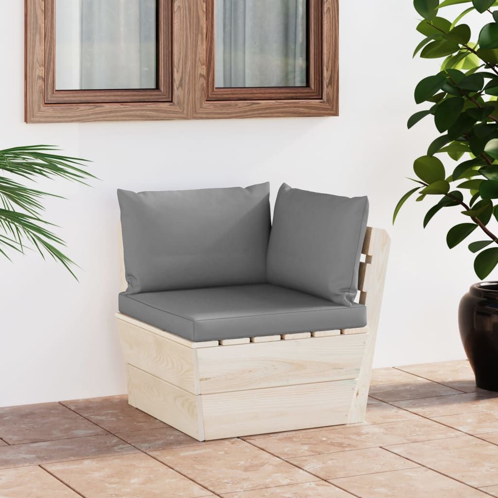 Divano Angolare da Giardino su Pallet e Cuscini Legno di Abete vidaXL
