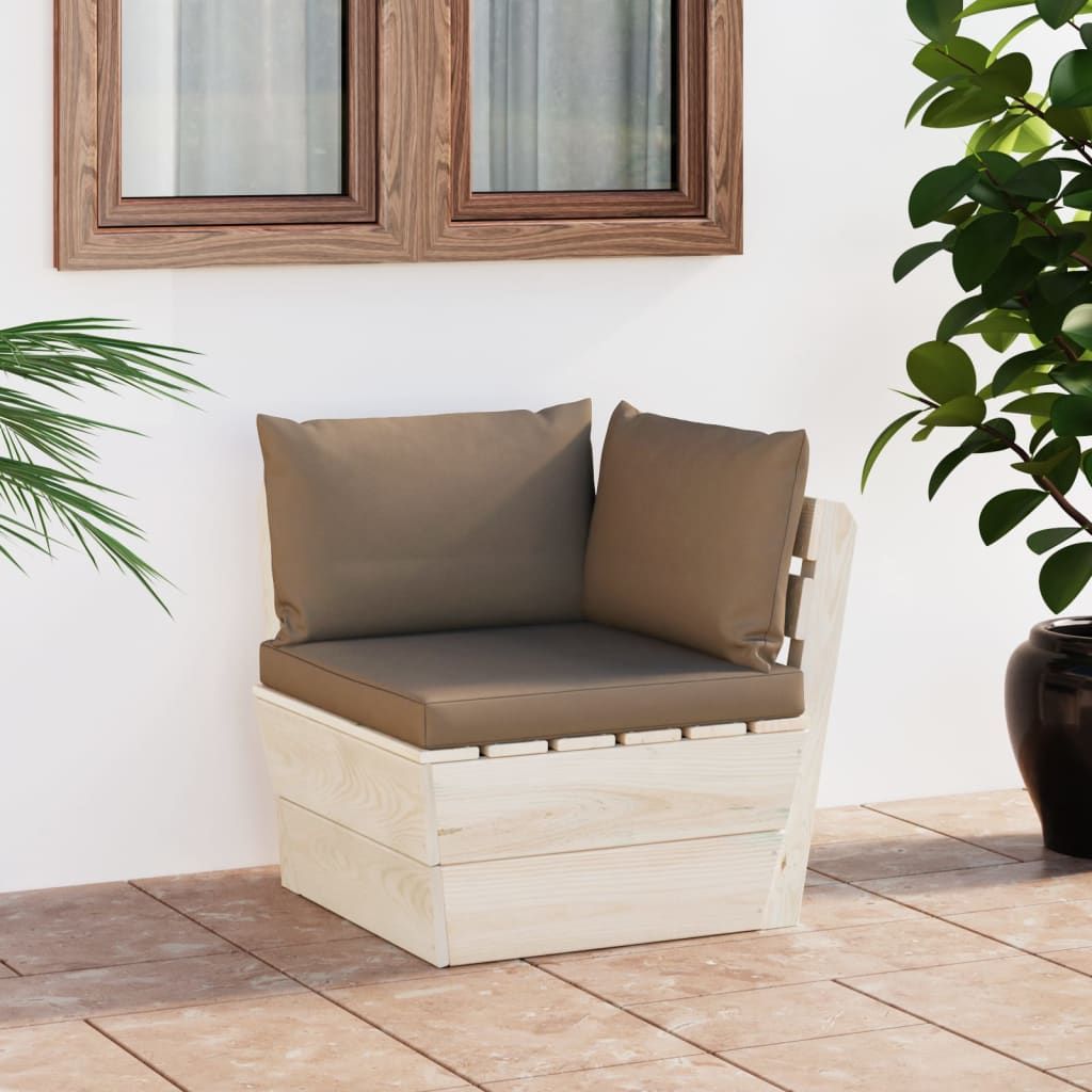 Divano Angolare da Giardino su Pallet e Cuscini Legno di Abete vidaXL