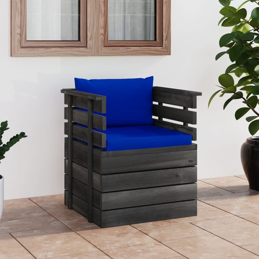 Poltrona da Giardino con Cuscini in Legno di Pino vidaXL