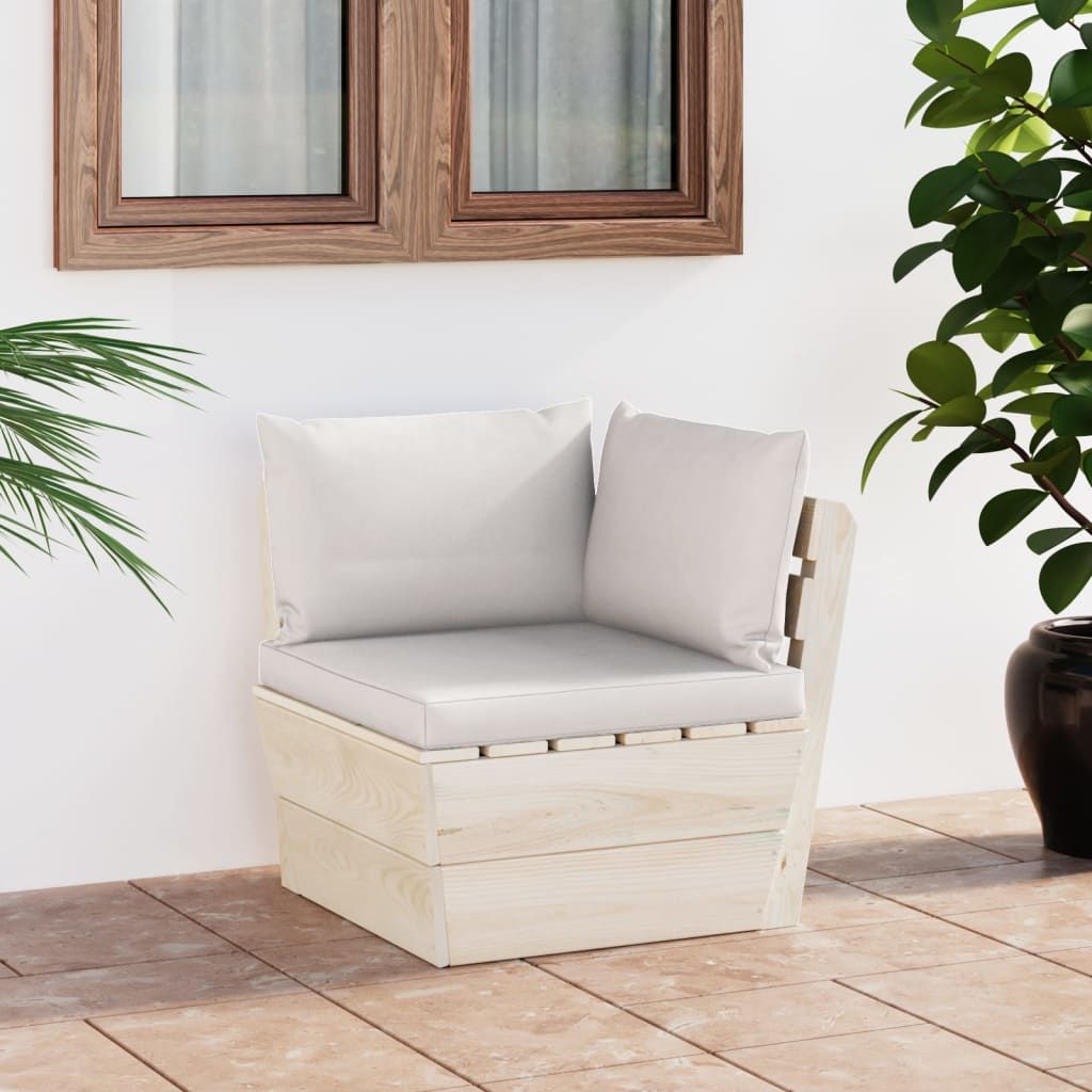 Divano Angolare da Giardino su Pallet e Cuscini Legno di Abete vidaXL