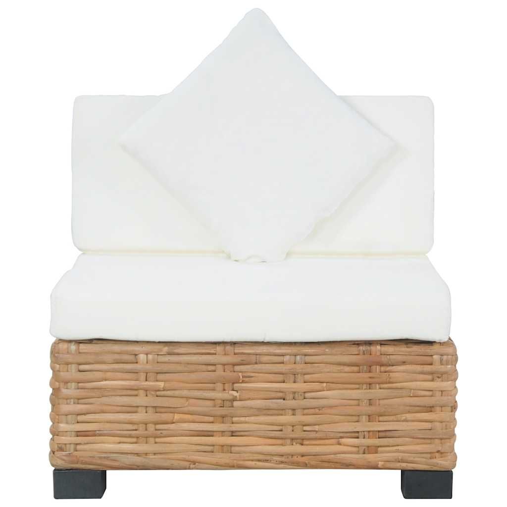 Divano Senza Braccioli con Cuscini in Rattan Naturale vidaXL