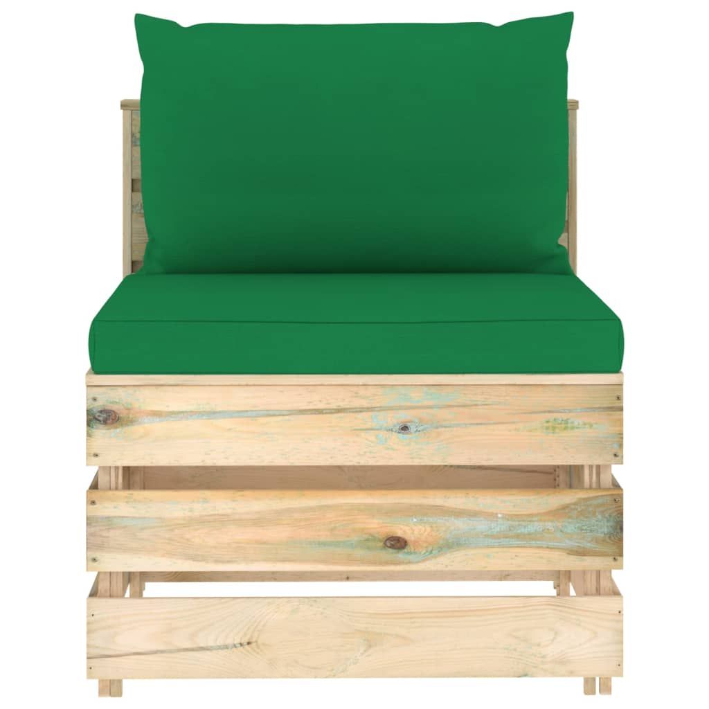 Divano Centrale Modulare con Cuscini in Legno Impregnato Verde vidaXL