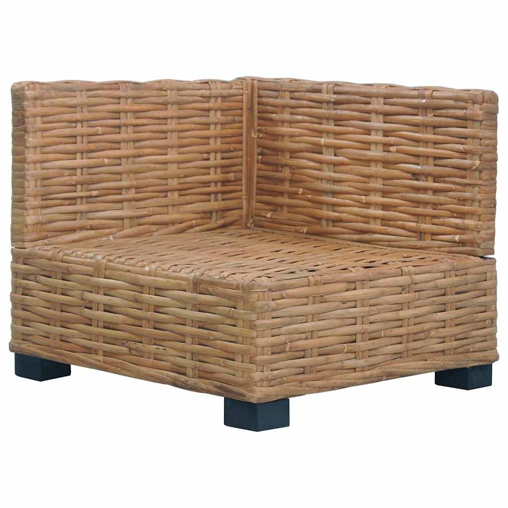 Divano Angolare con Cuscini in Rattan Naturale vidaXL