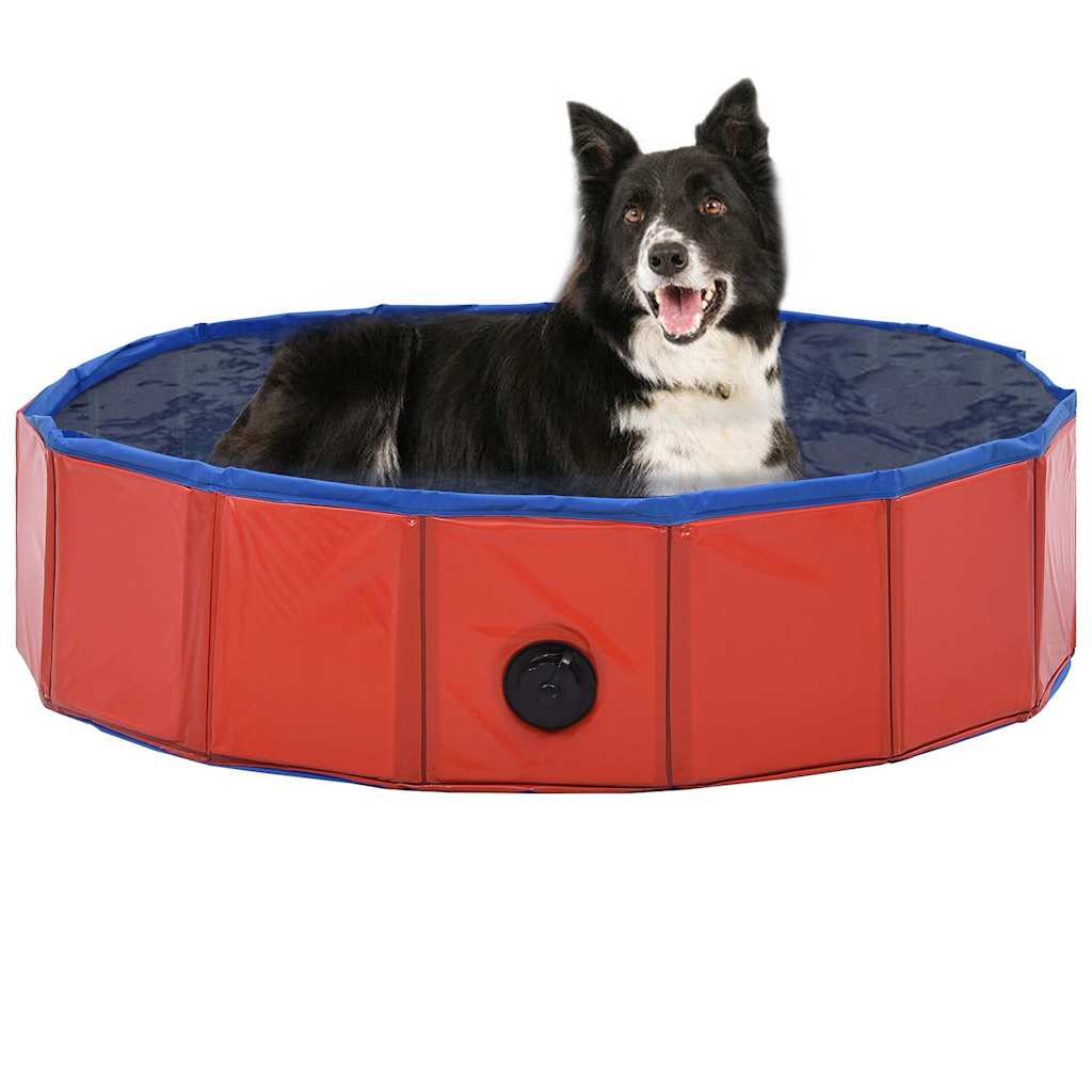 Piscina per Cani Pieghevole Rossa 80x20 cm in PVC vidaXL