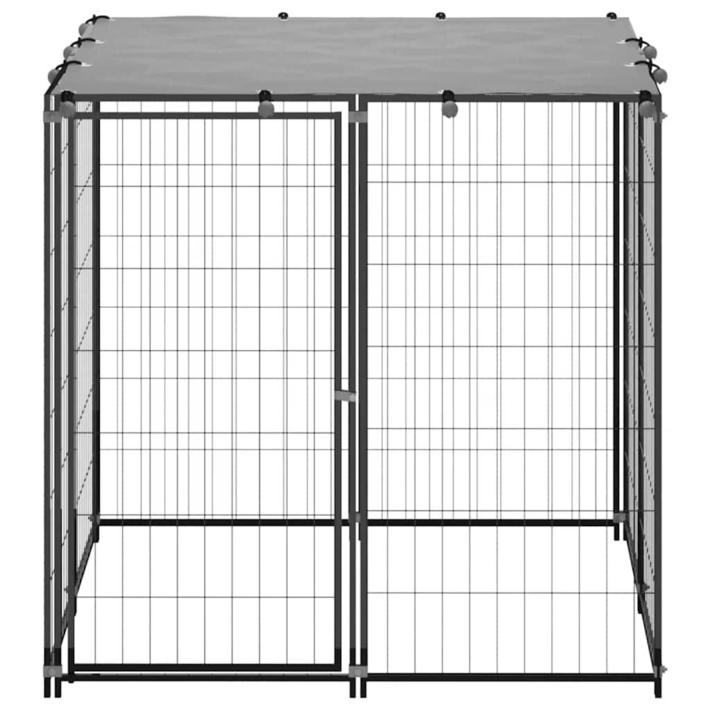 Gabbia per Cani Nera 110x110x110 cm in Acciaio vidaXL