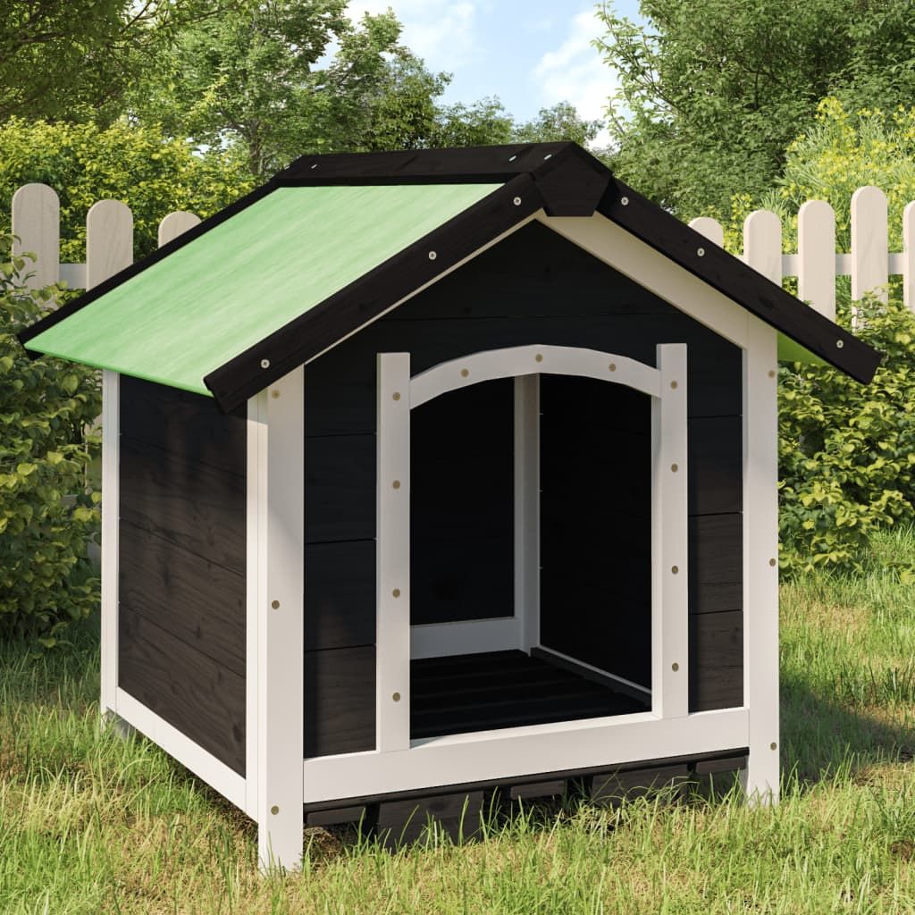 Cuccia per Cani Grigia 65x65x61,5 cm in Legno Massello di Pino vidaXL