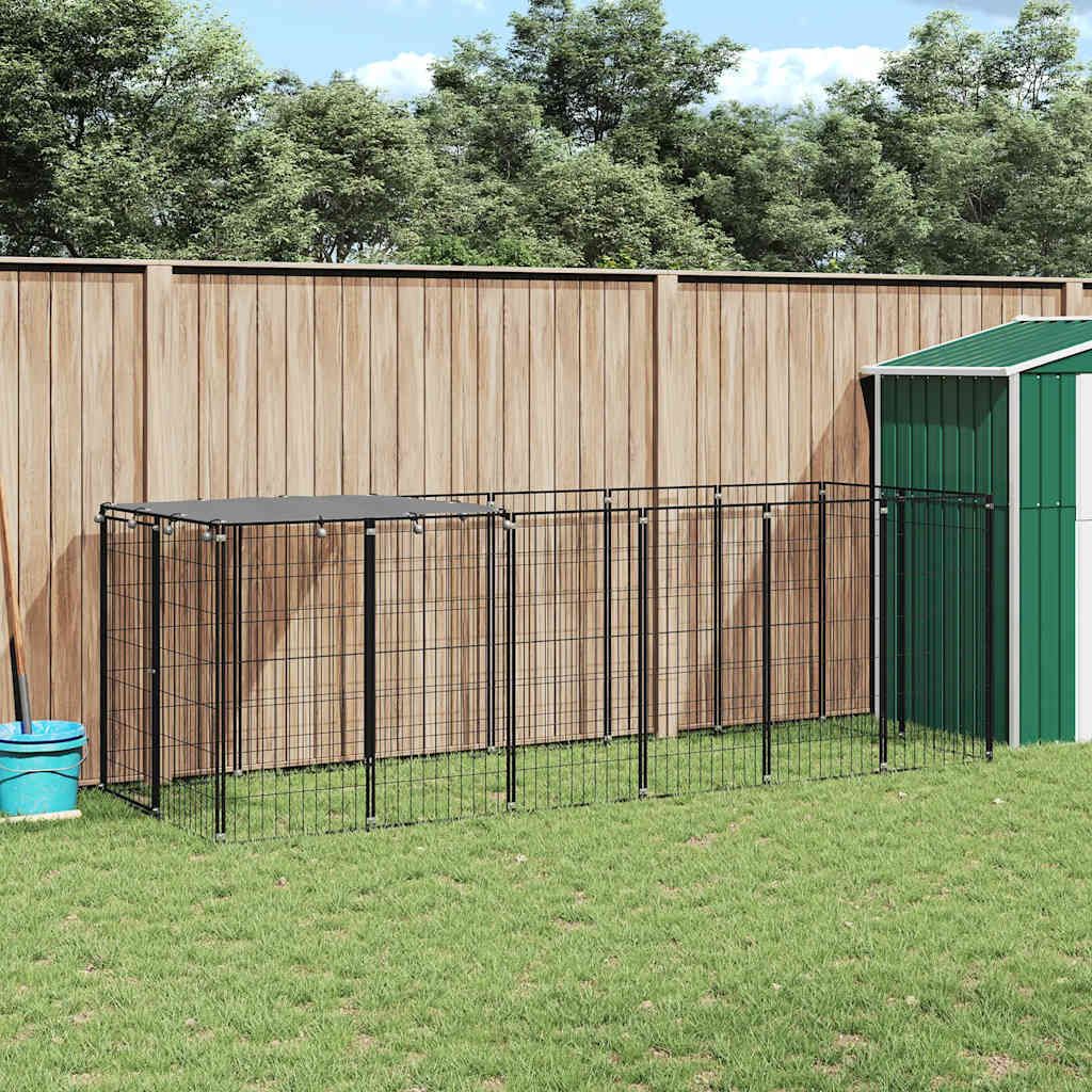 Gabbia per Cani Nera 330x110x110 cm in Acciaio vidaXL