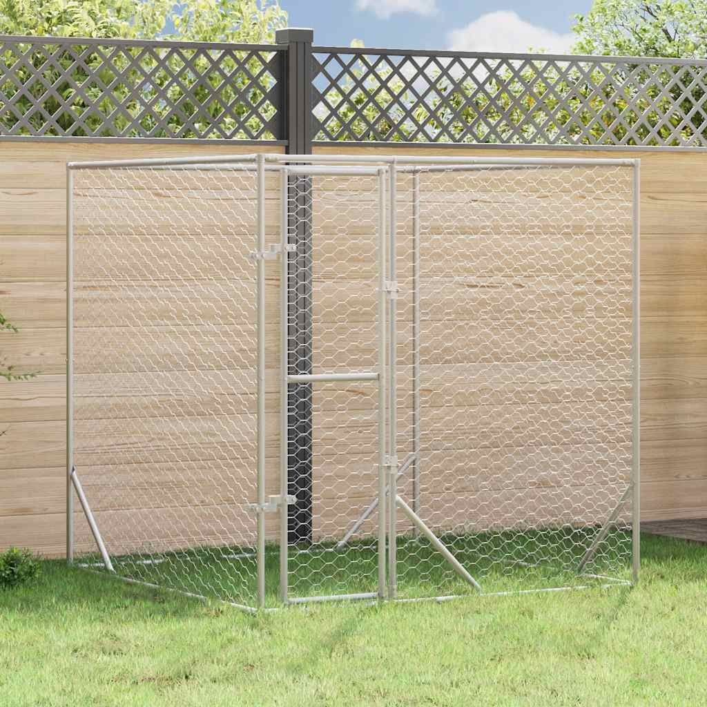 Cuccia per Cani da Esterno Argento 2x2x2 m Acciaio Zincato vidaXL