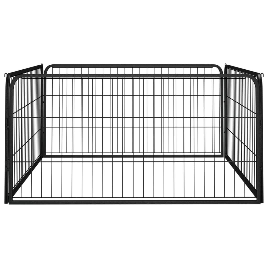 Box Cani a 4 Pannelli Nero 100x50cm Acciaio Verniciato Polvere vidaXL