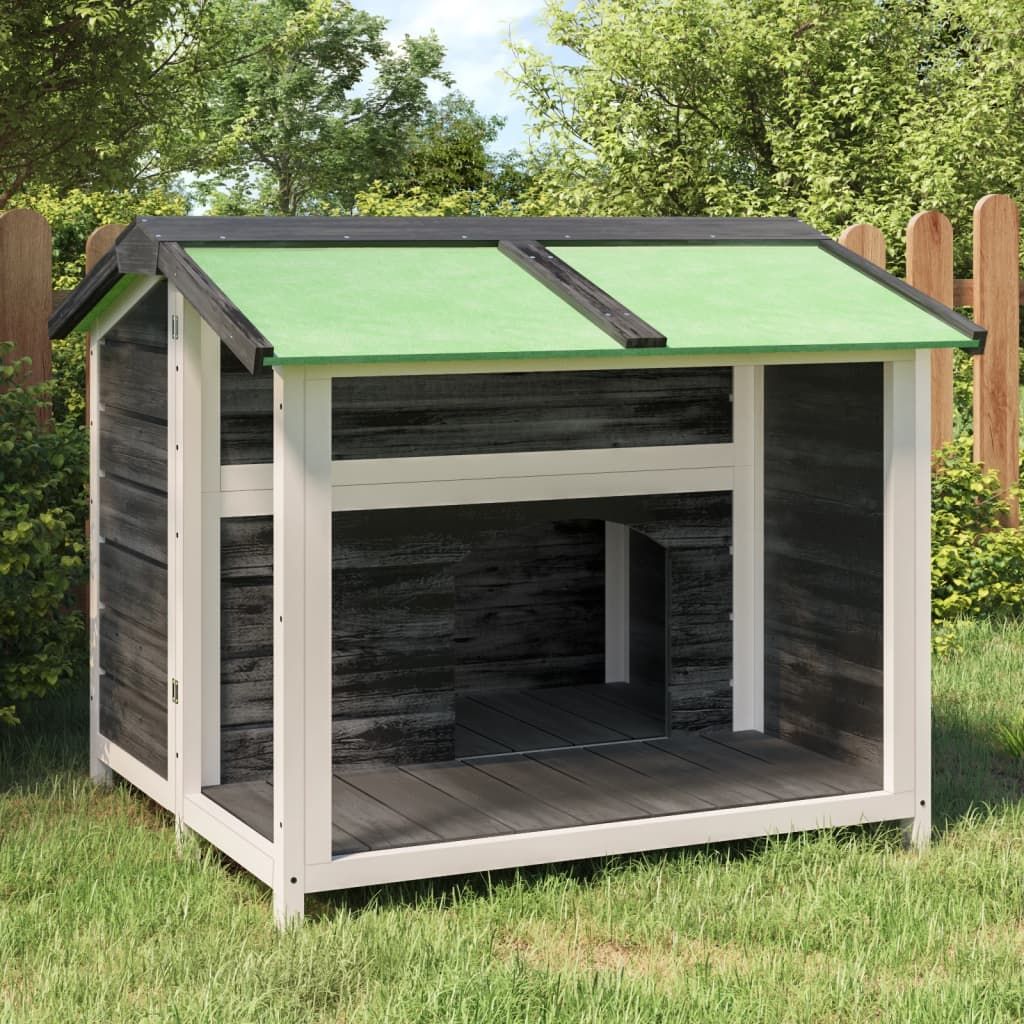 Cuccia per Cani Grigia 96x87x80,5 cm in Legno Massello di Pino vidaXL