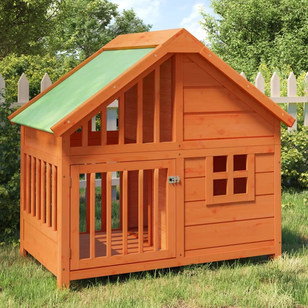 Cuccia per Cani Marrone 96x60,5x87 cm in Legno Massello di Pino vidaXL