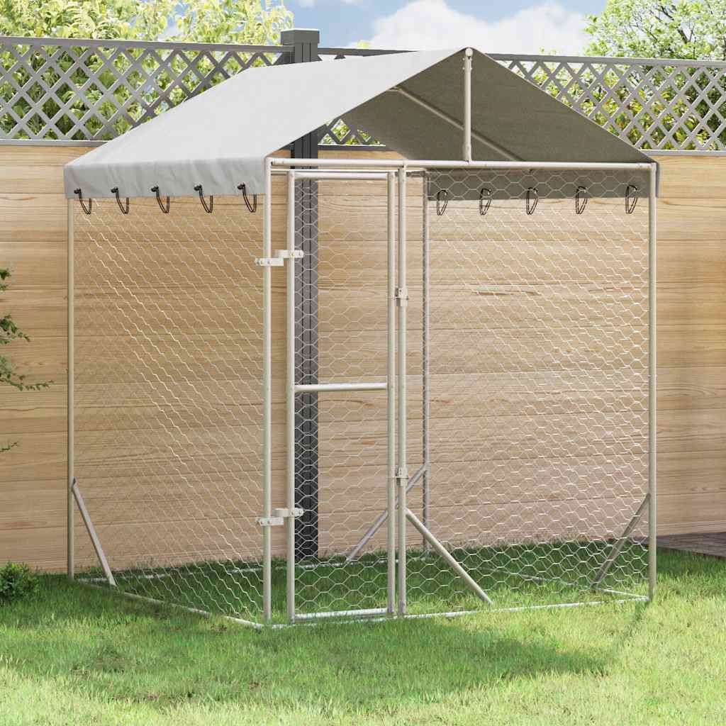 Cuccia Cani da Esterno Tetto Argento 2x2x2,5 m Acciaio Zincato vidaXL