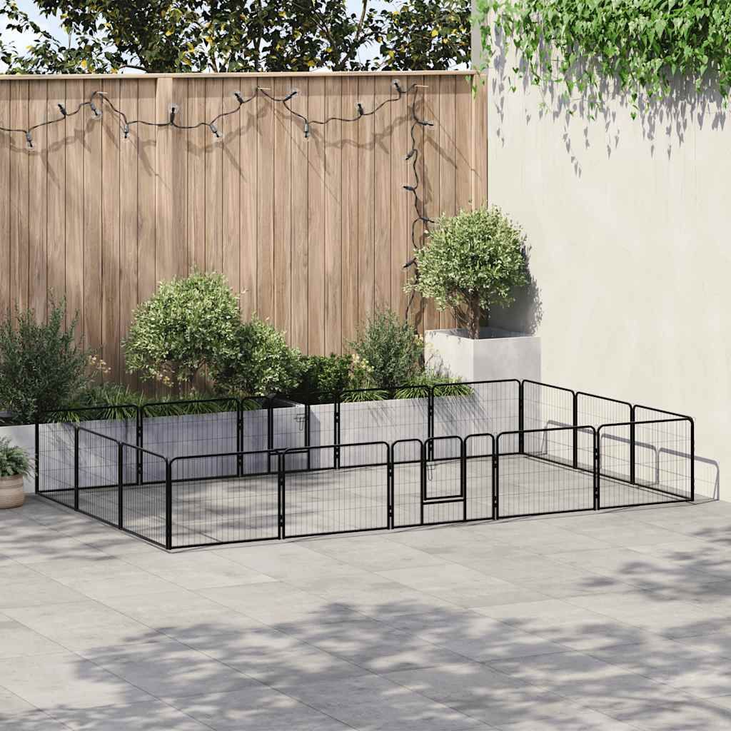 Box per Cani con 16 Pannelli in Acciaio 60x80 cm Nero vidaXL