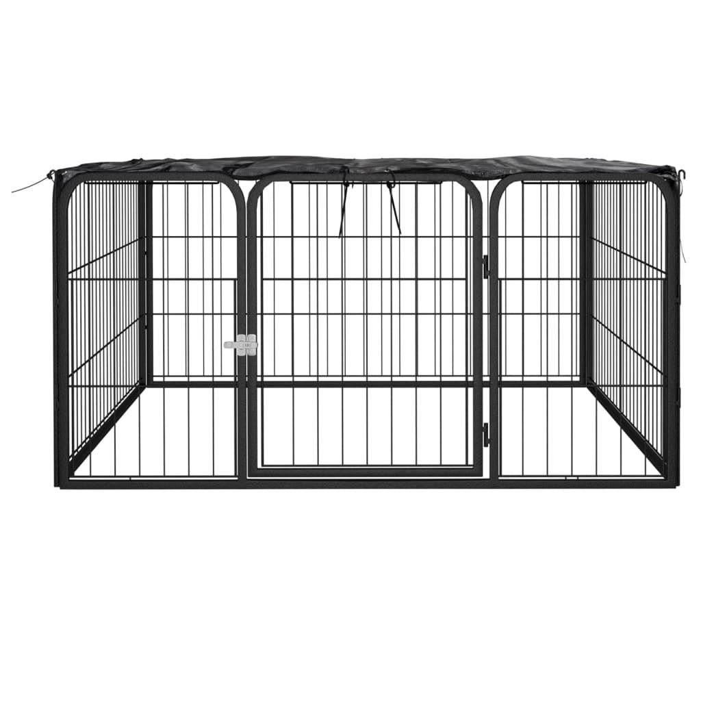 Box Cani a 4 Pannelli Nero 100x50cm Acciaio Verniciato Polvere vidaXL
