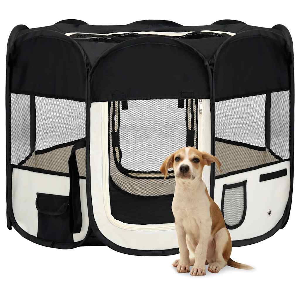 Box per Cani Pieghevole con Borsa Trasporto Nero 90x90x58 cm vidaXL