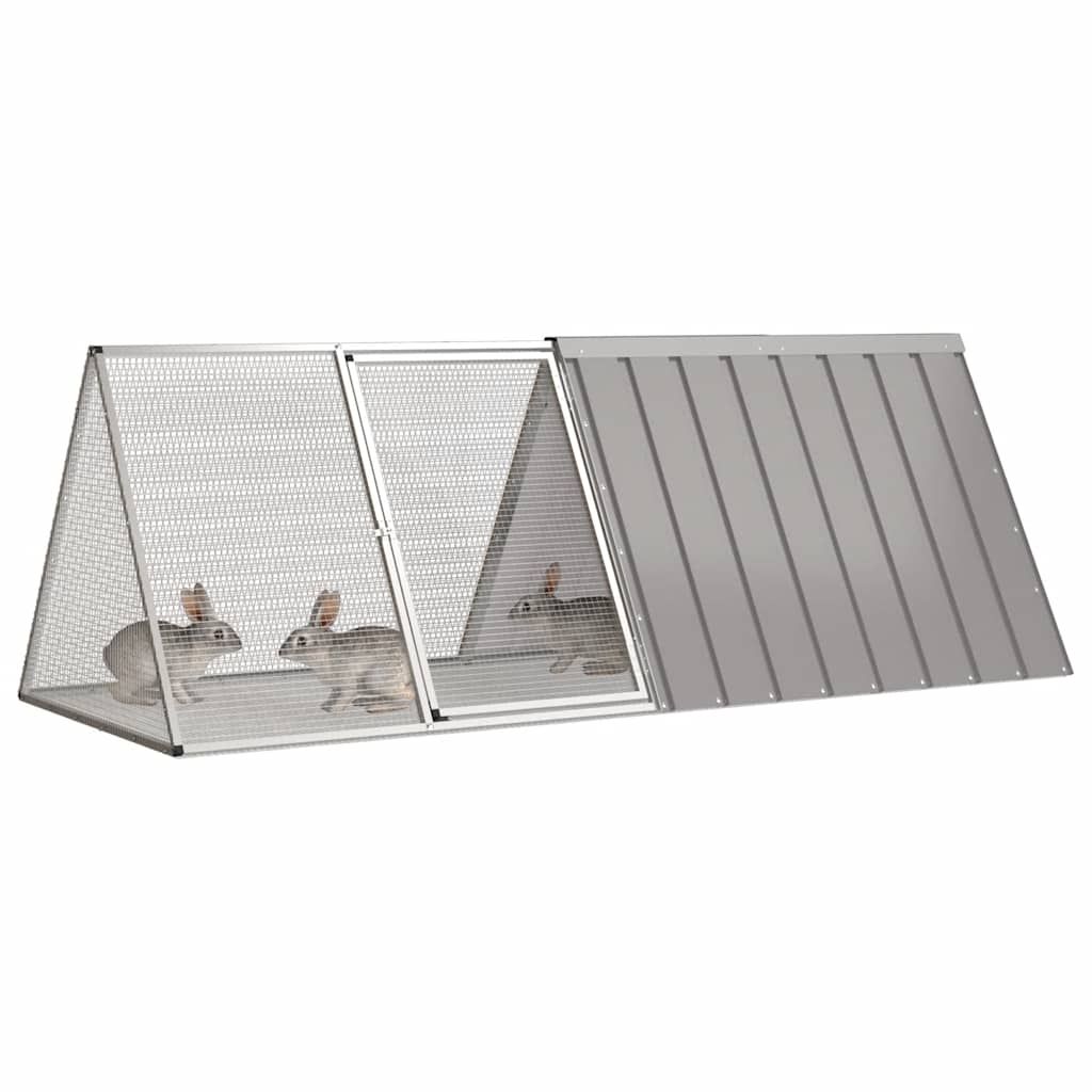 Gabbia per Conigli grigio 201,5x80,5x71 cm Acciaio Zincato vidaXL