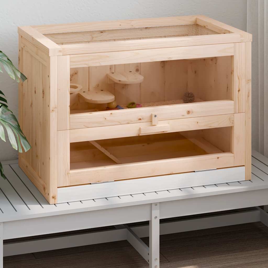 Gabbia per Criceti 60x35,5x42 cm in Legno Massello di Abete vidaXL