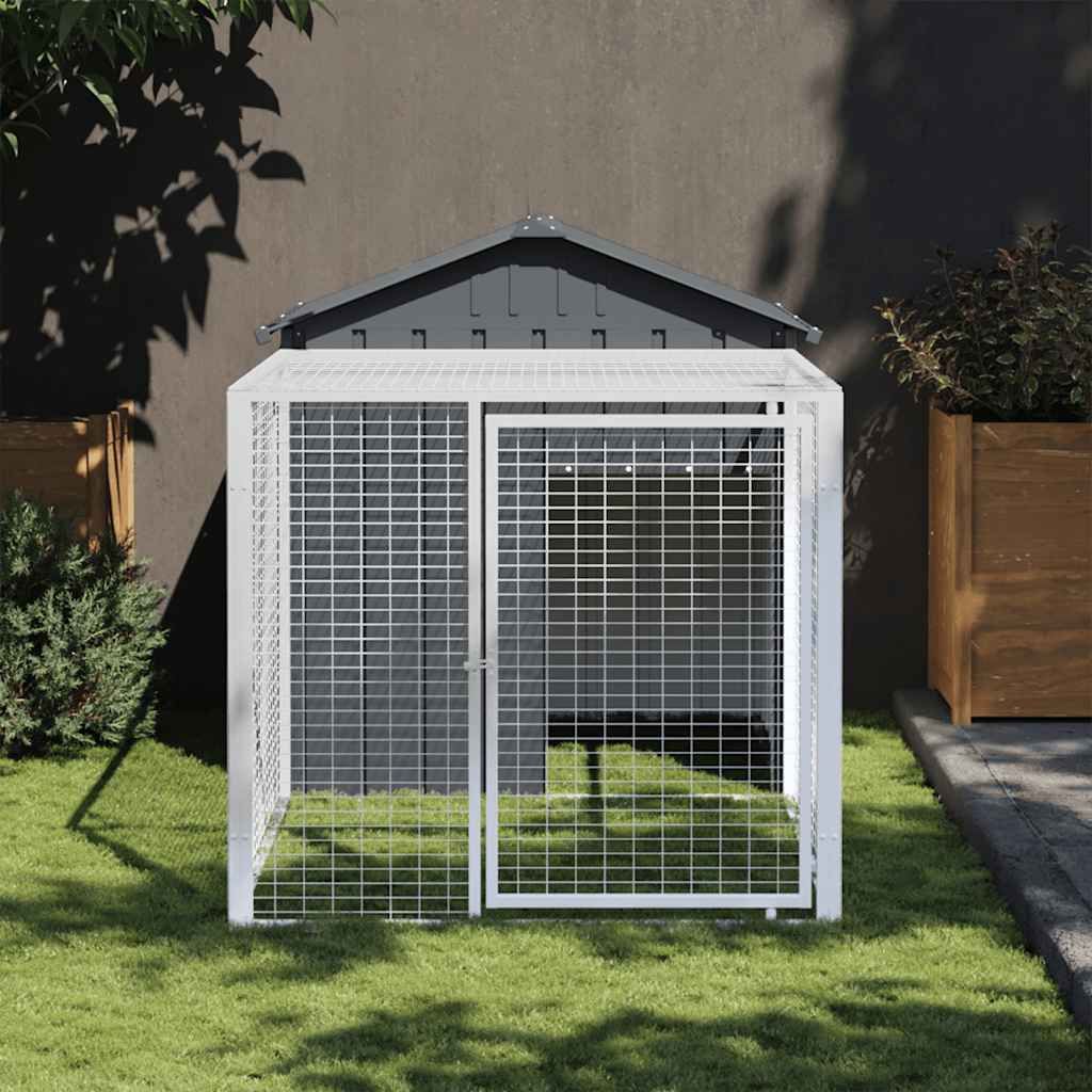 Gabbia per polli con recinto antracite 117x201x123 cm in acciaio zincato vidaXL
