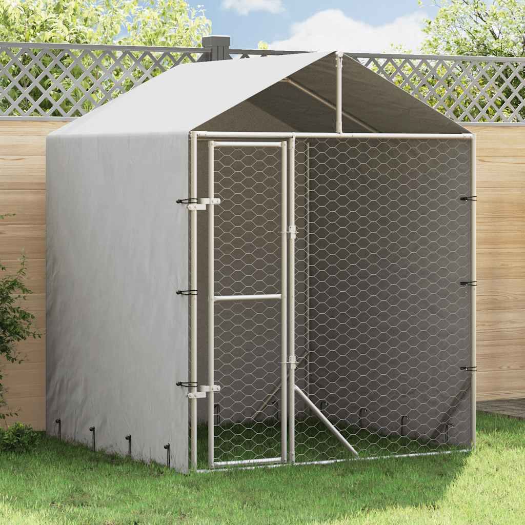 Cuccia Cani da Esterno Tetto Argento 2x2x2,5 m Acciaio Zincato vidaXL