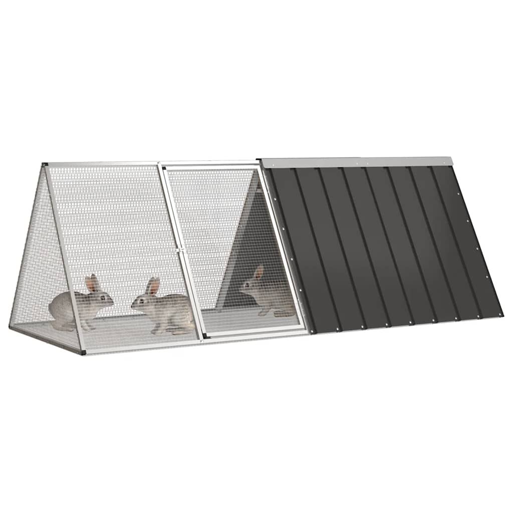 Gabbia per Conigli Antracite 201,5x80,5x71 cm Acciaio Zincato vidaXL